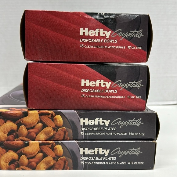Hefty Crystals Disposable Plates And Bowls Clear See Thru Vintage 1990's Set - Picture 2 of 7
